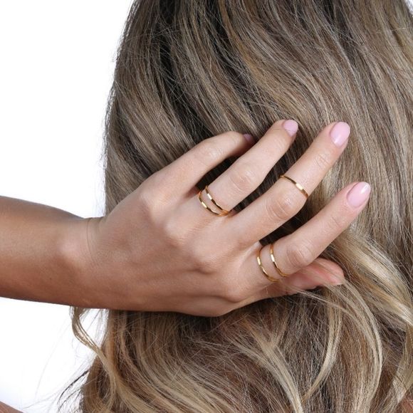 Real 14K Gold Faceted Stackable Ring - Picture 6 of 6